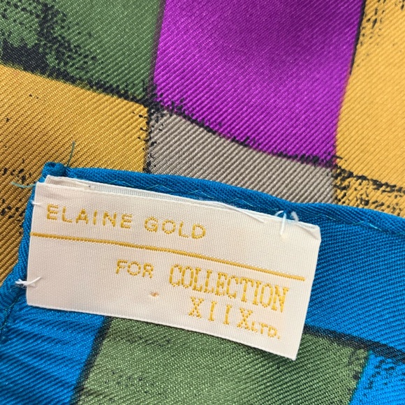 ELAINE GOLD 100% silk scarf.  Collection XIIX. - Picture 2 of 7